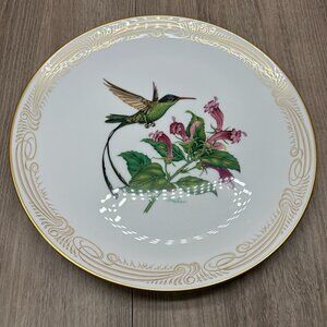 Vtg Boehm Bone Porcelain Streamer-tailed Hummingbird Plate Collection Decorative